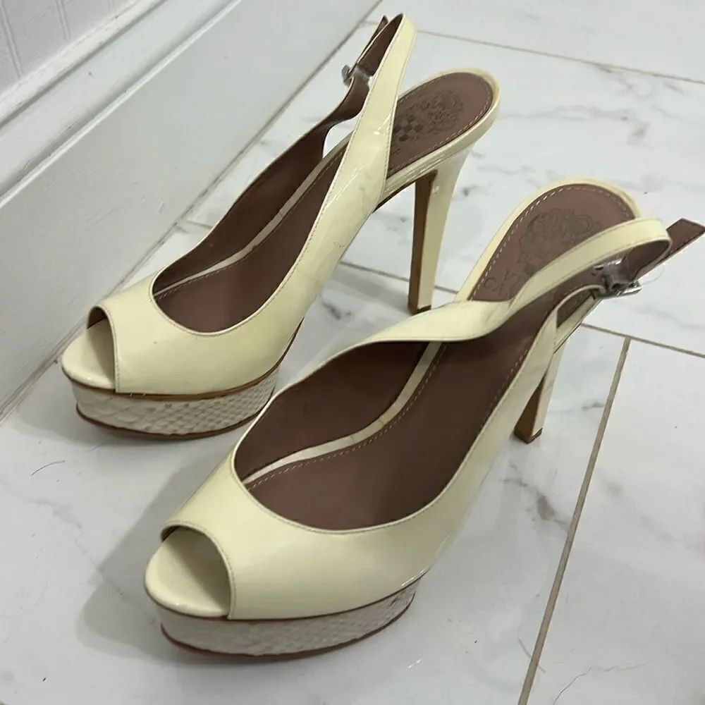 Vince Camuto Leala Pump Peep Toe Platform Heel Size 8 1/2 - Excellent Condition